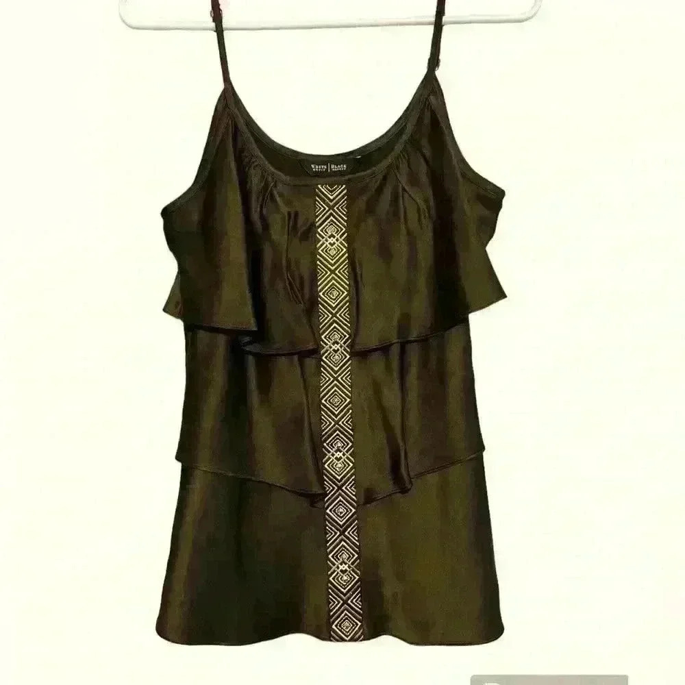 White House Black‎ Market brown, silk, spaghetti strap top. Size XS